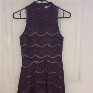 LOVE,FIRE -Burgundy Lace Dress